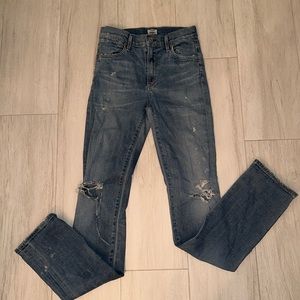 Citizens of humanity high rise straight distressed jeans sz 27